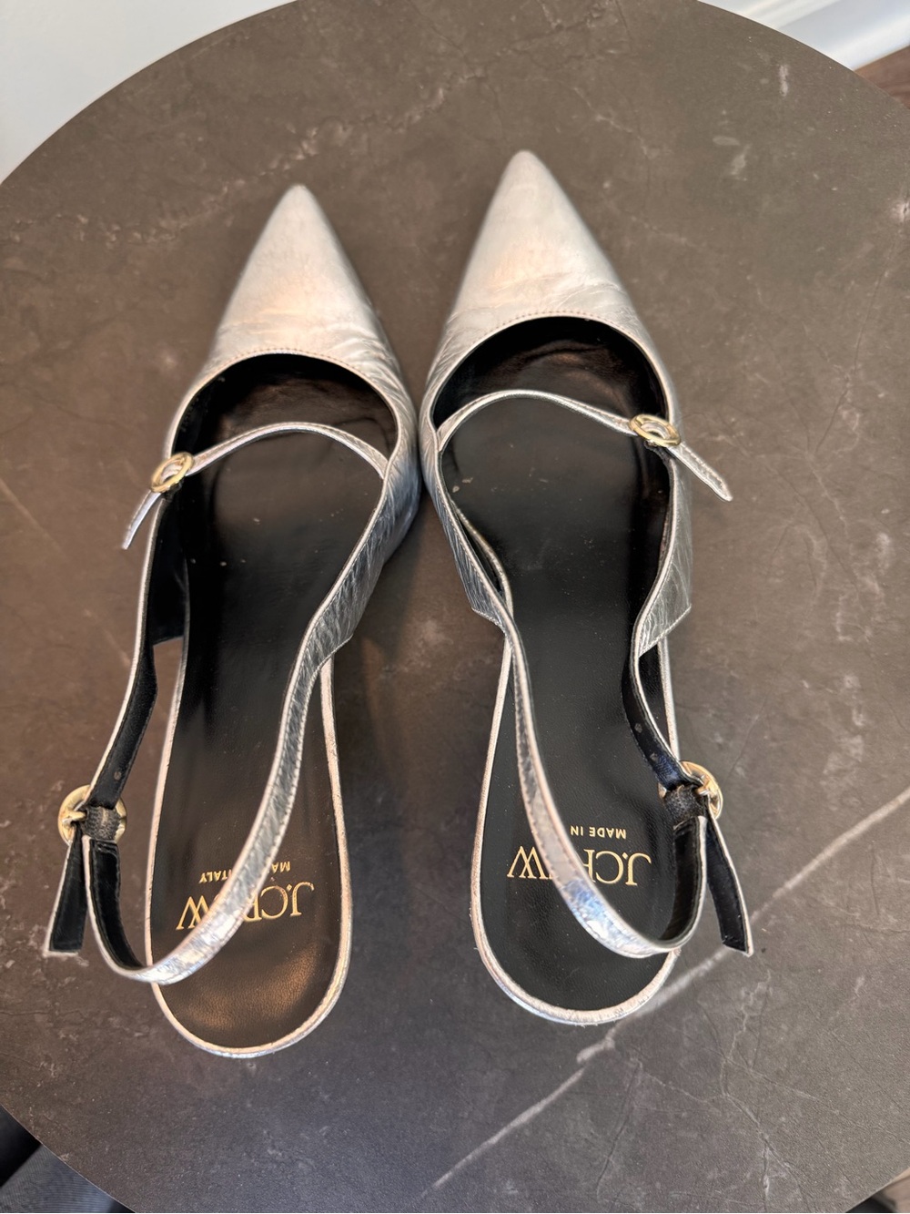 J. Crew Silver Pointed Slingback Flats
